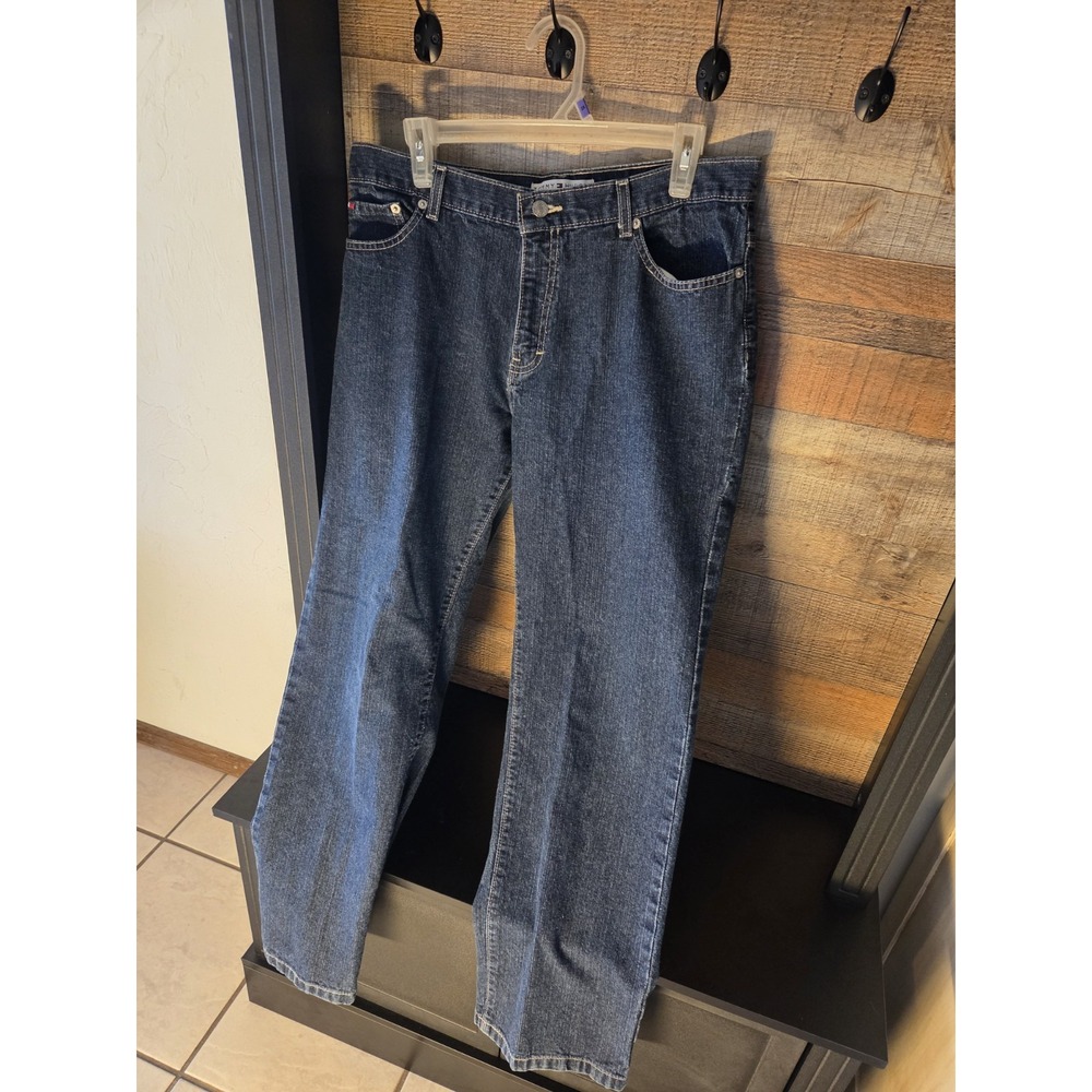 Tommy Hilfiger women's dark wash straight leg jeans blue denim size 12